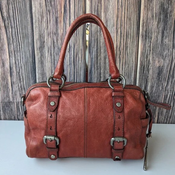 🌼 Fossil Women's Leather Satchel - Burnt Orange - Picture 2 of 10